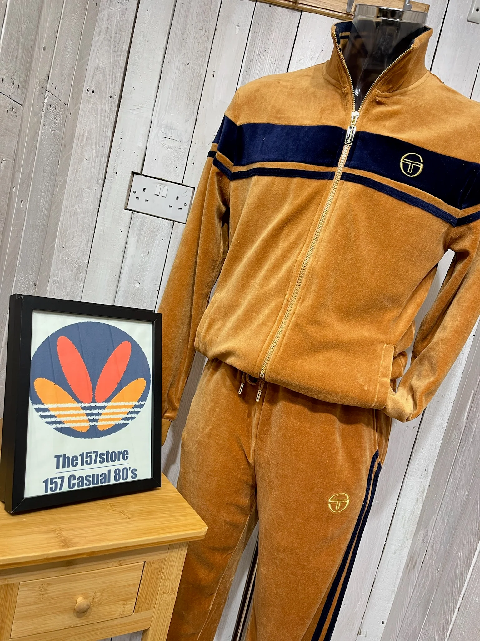 Sergio Tacchini Damarindo Velour Track Bottoms - Almond - Image 3