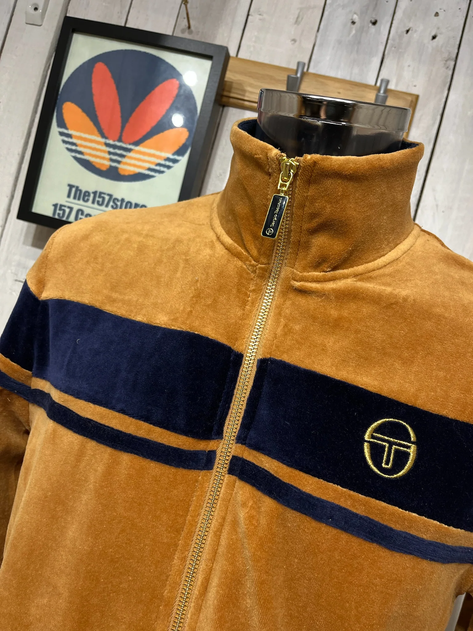 Sergio Tacchini Damarindo Velour Track Top - Almond (The Gentlemen) - Image 2