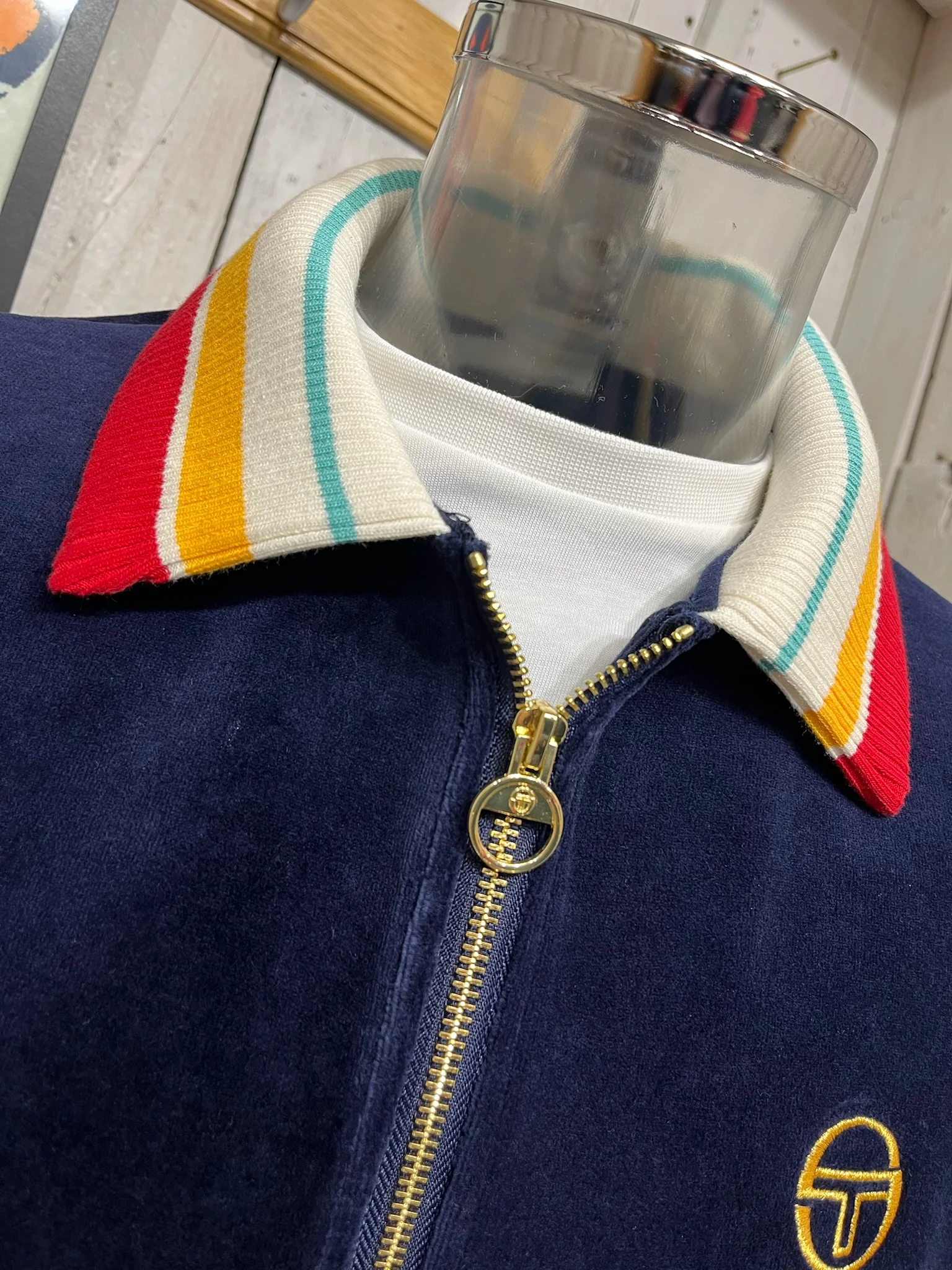 Sergio Tacchini Slice Velour Track Jacket - Maritime Blue - Image 4