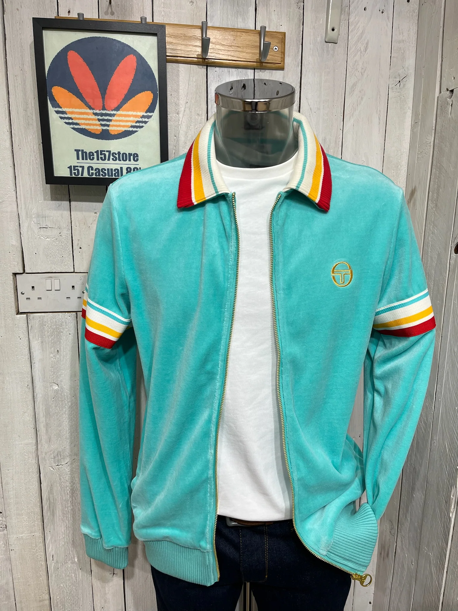 Sergio Tacchini Slice Velour Track Jacket - Pool Blue