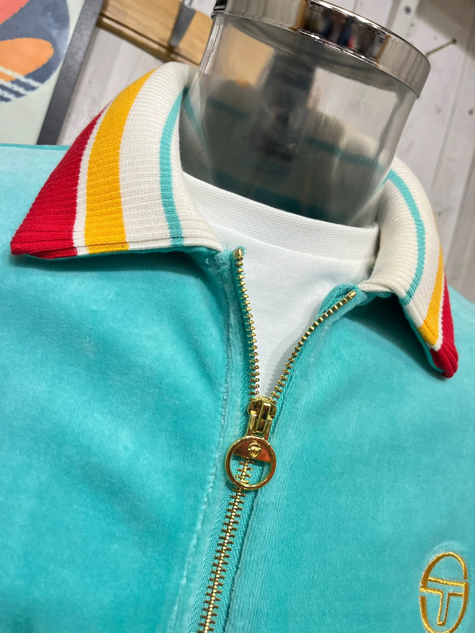 Sergio Tacchini Slice Velour Track Jacket - Pool Blue - Image 3