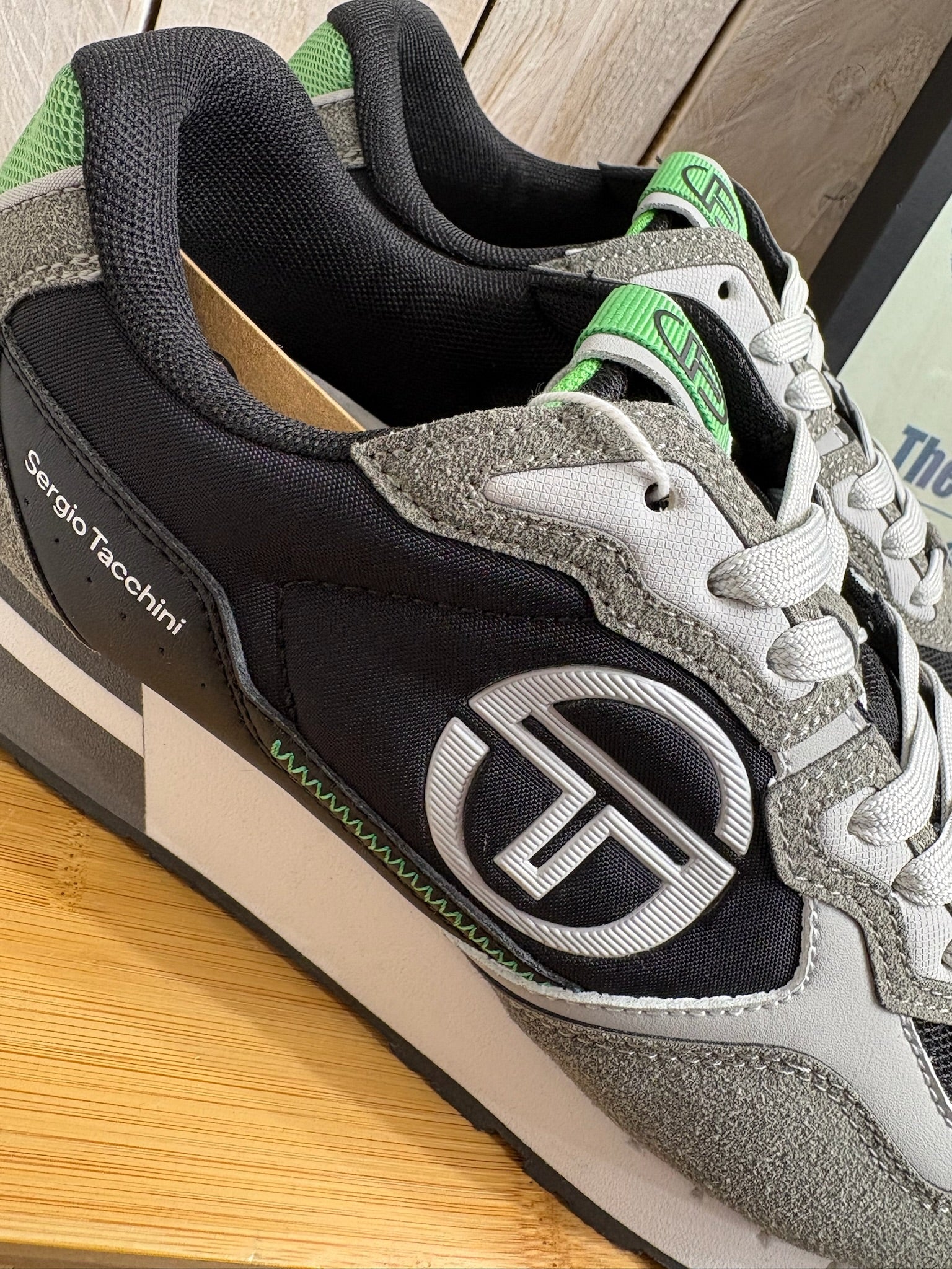 Sergio Tacchini Udine Trainers - Black / Vibrant Green 4997 - Image 3