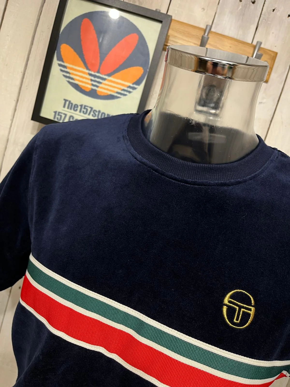 Sergio Tacchini Velour Re-Issue Tee - Maritime Blue - Image 2
