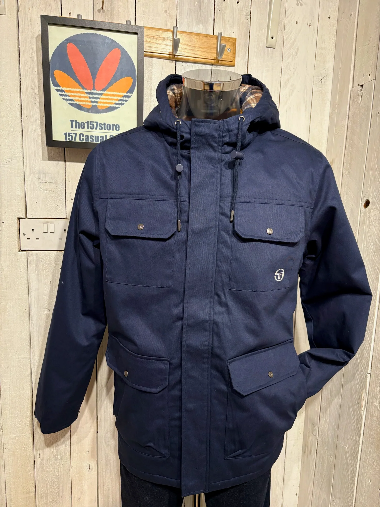 Sergio Tacchini Weaver Field Jacket - Maritime Blue (Check Hood)