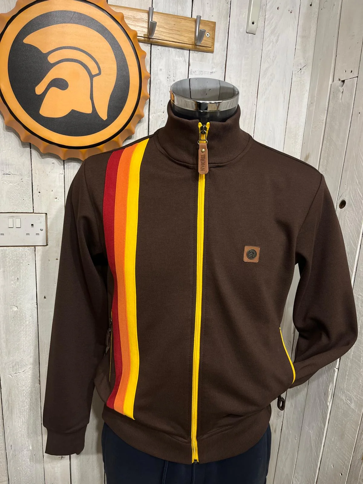 Trojan Classic Stripe Track Top - Chocolate (Gallagher)