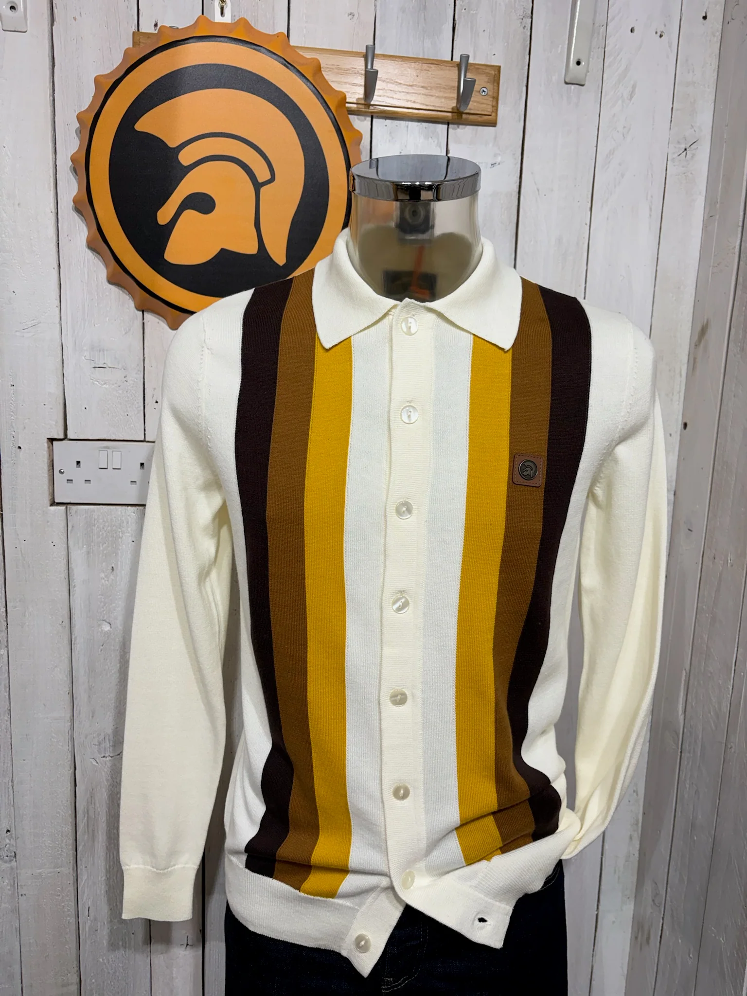 Trojan Modernist Button Knit - Ecru