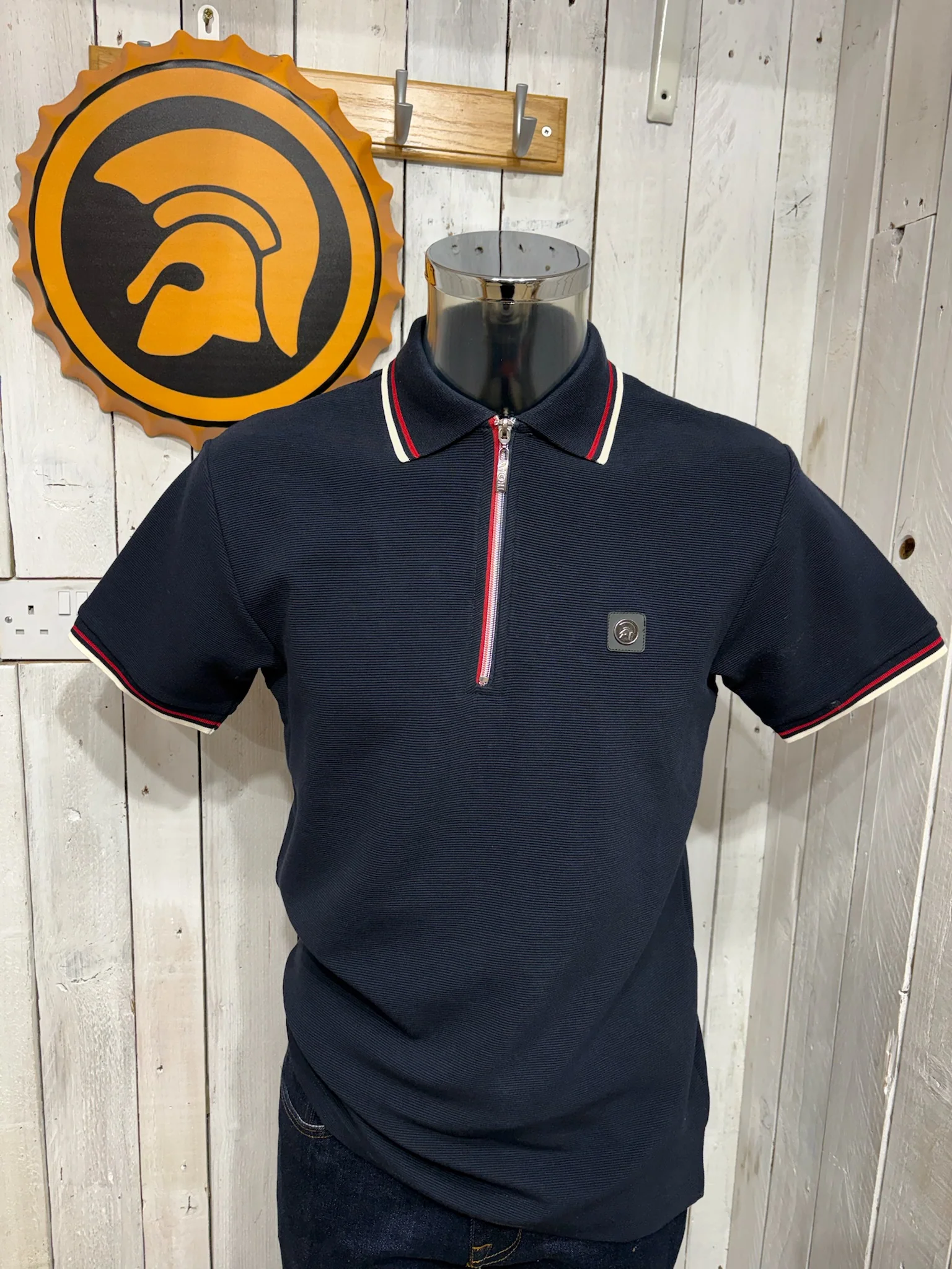 Trojan Ottoman Rib Texture Polo - Navy