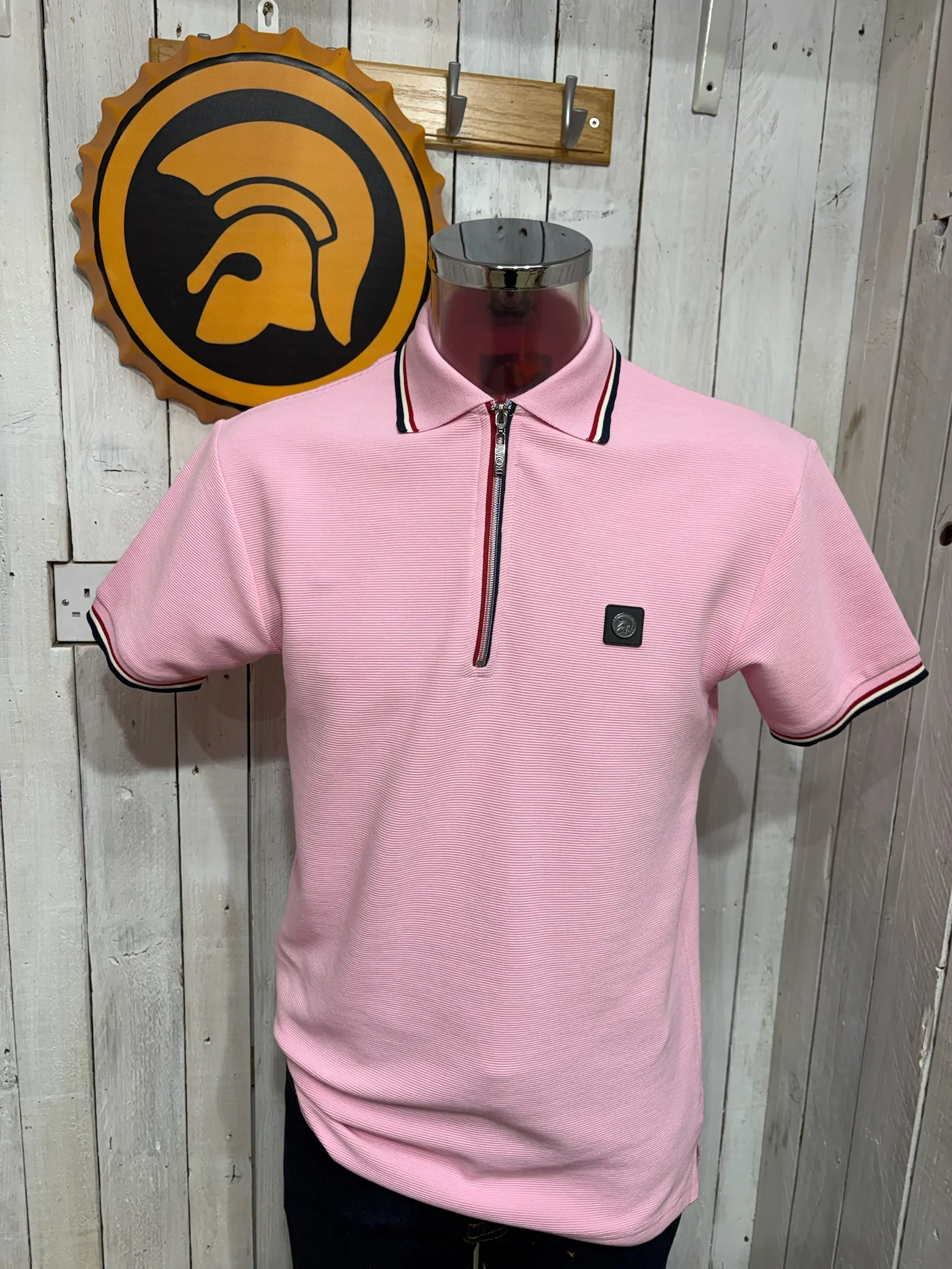 Trojan Ottoman Rib Texture Polo - Pink