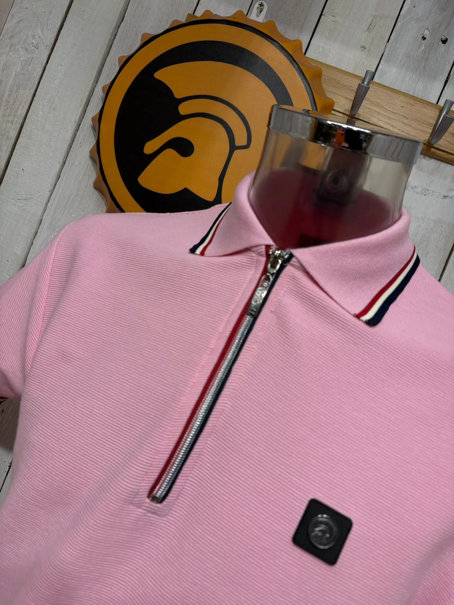 Trojan Ottoman Rib Texture Polo - Pink - Image 3