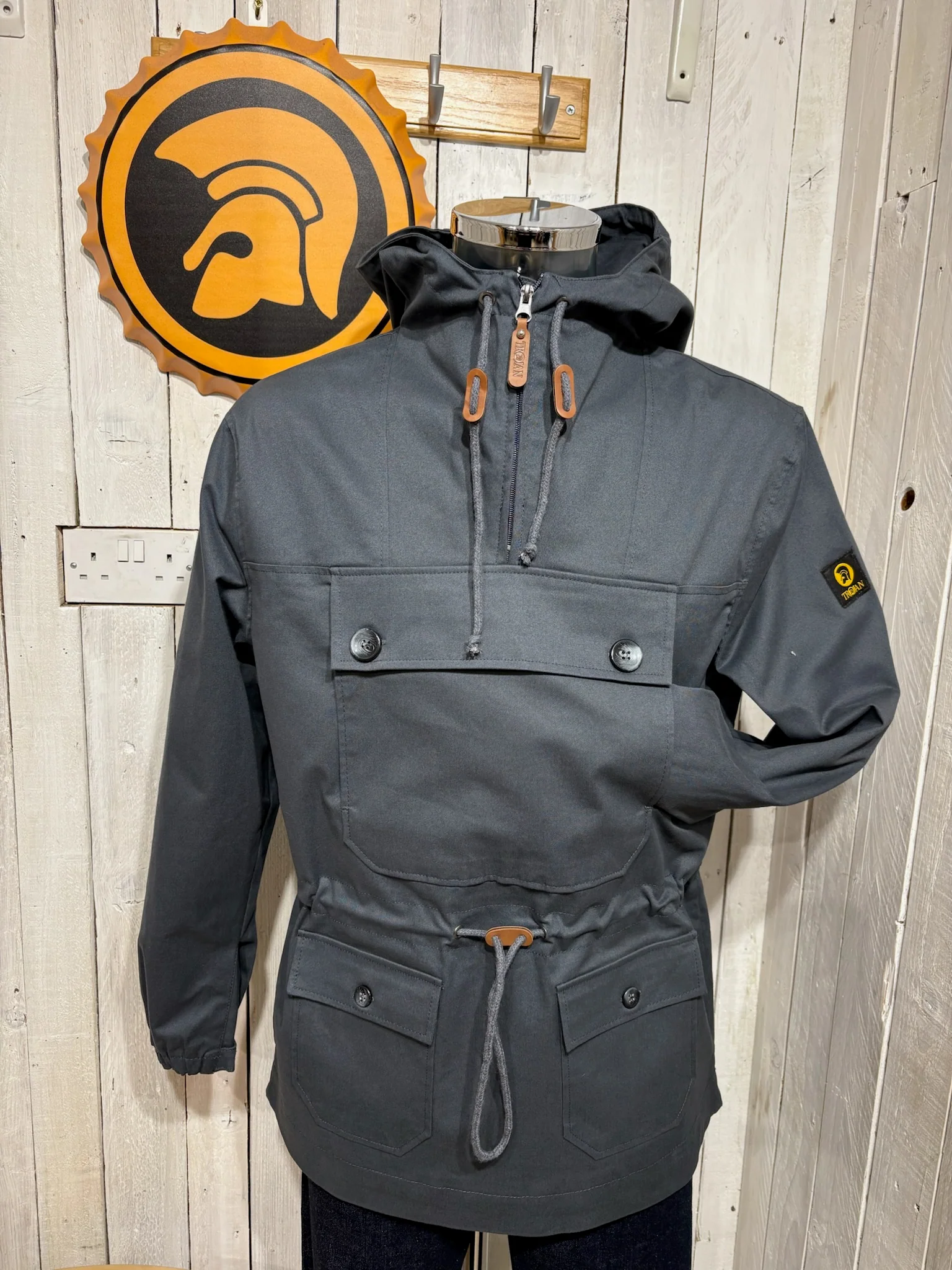 Trojan Peached Cotton Smock - Charcoal Grey
