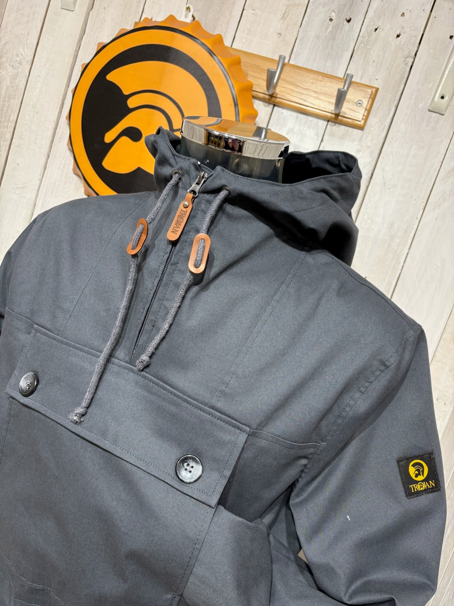 Trojan Peached Cotton Smock - Charcoal Grey - Image 2