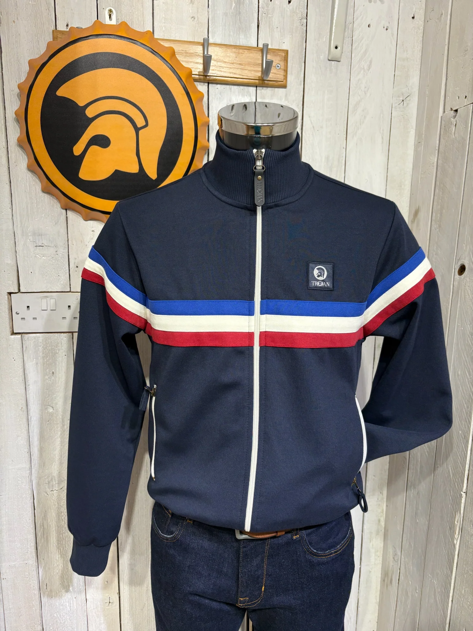 Trojan Retro Stripe Track Top - Navy (Britain)