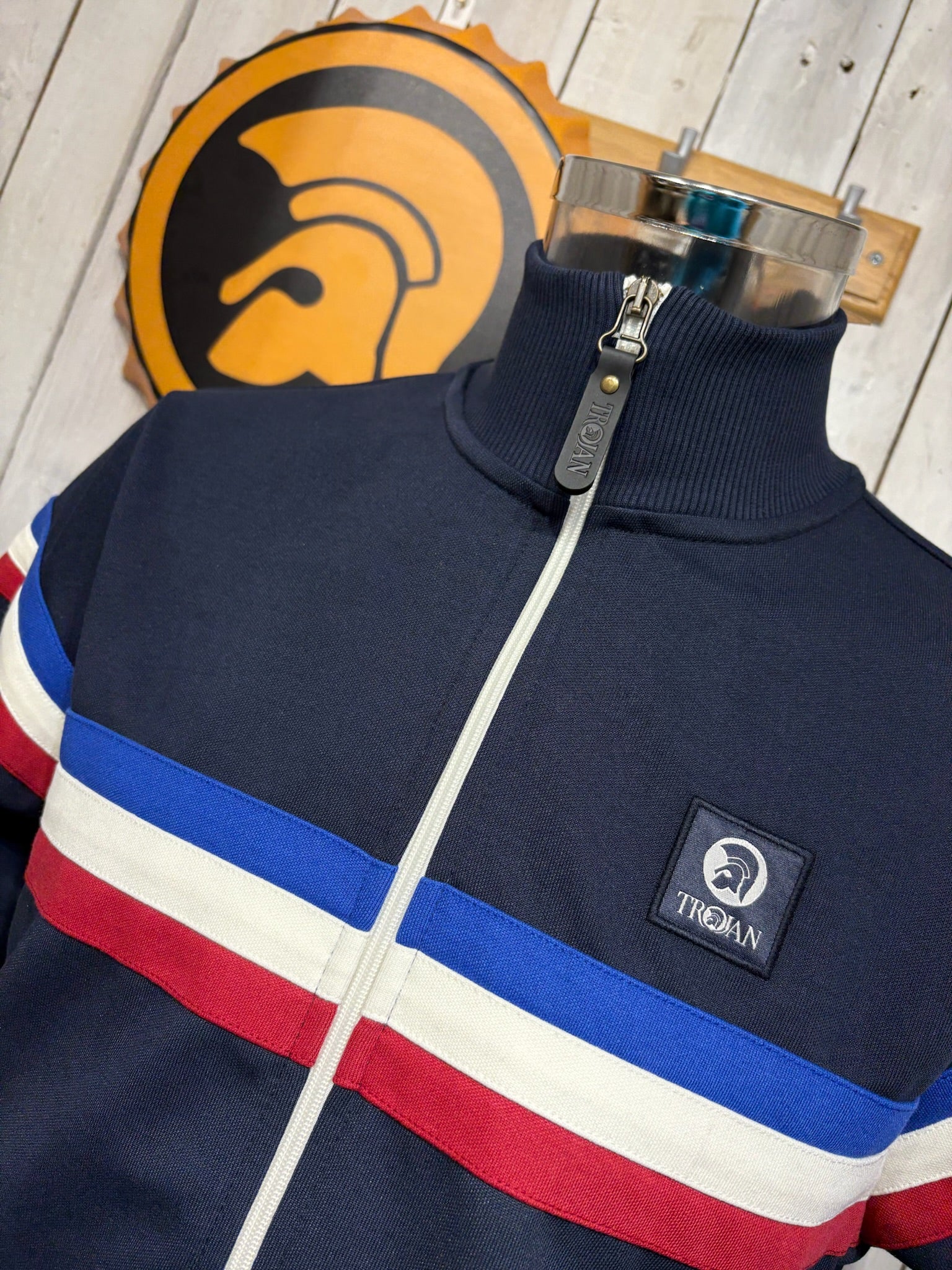 Trojan Retro Stripe Track Top - Navy (Britain) - Image 2