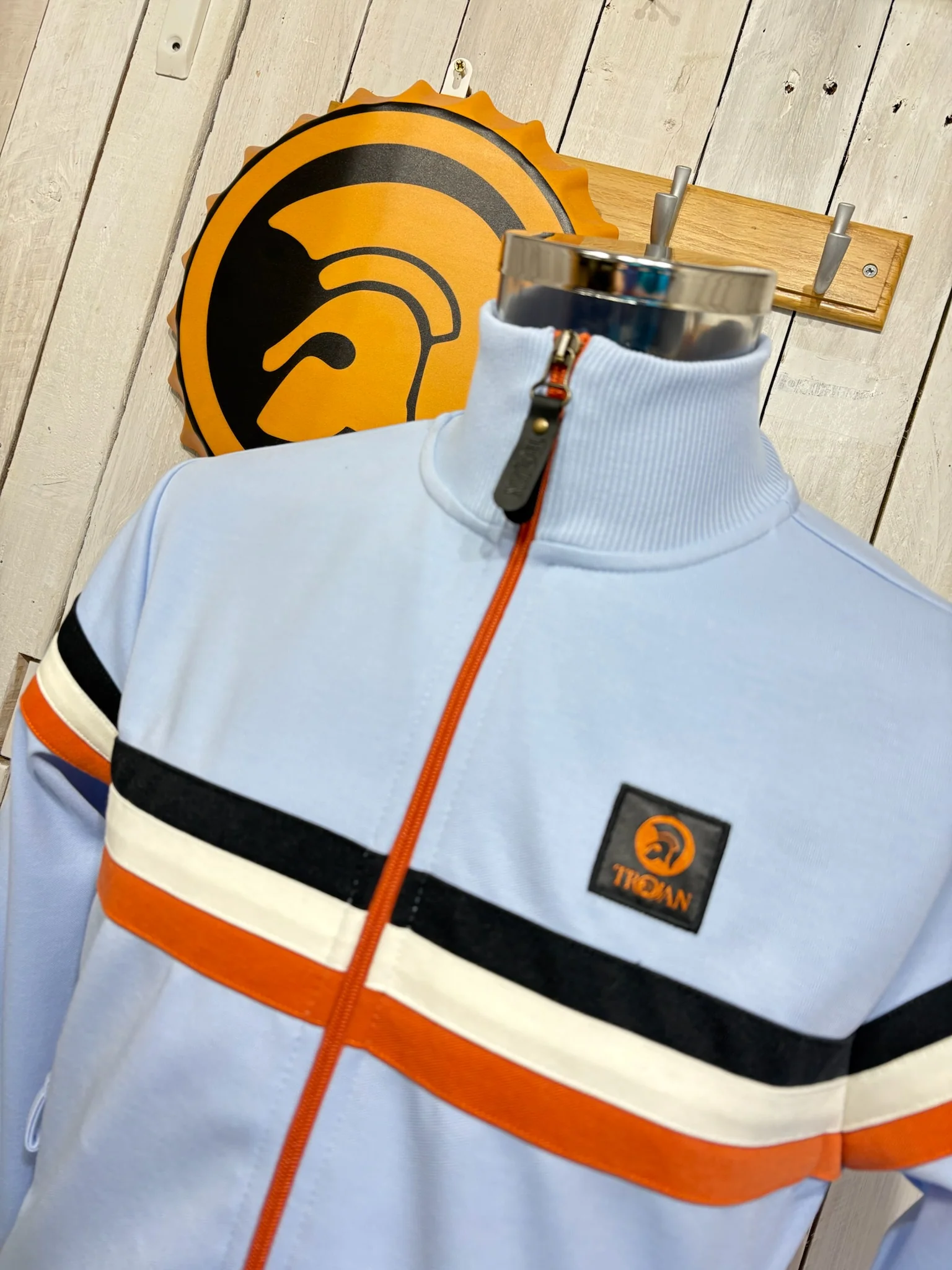 Trojan Retro Stripe Track Top - Powder Blue - Image 3