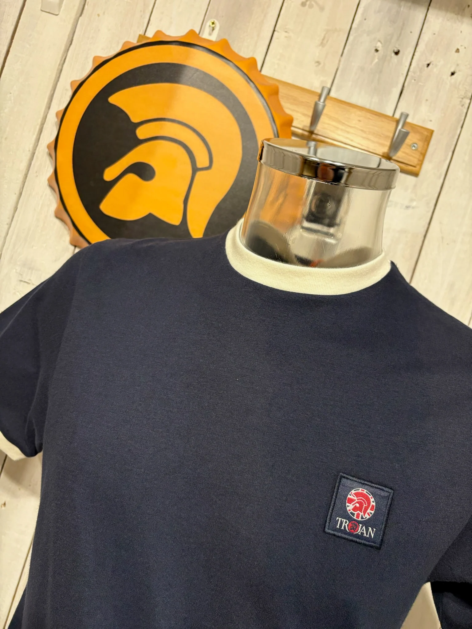 Trojan Ringer Tee - Chest Emblem - Navy (UNION JACK) - Image 2