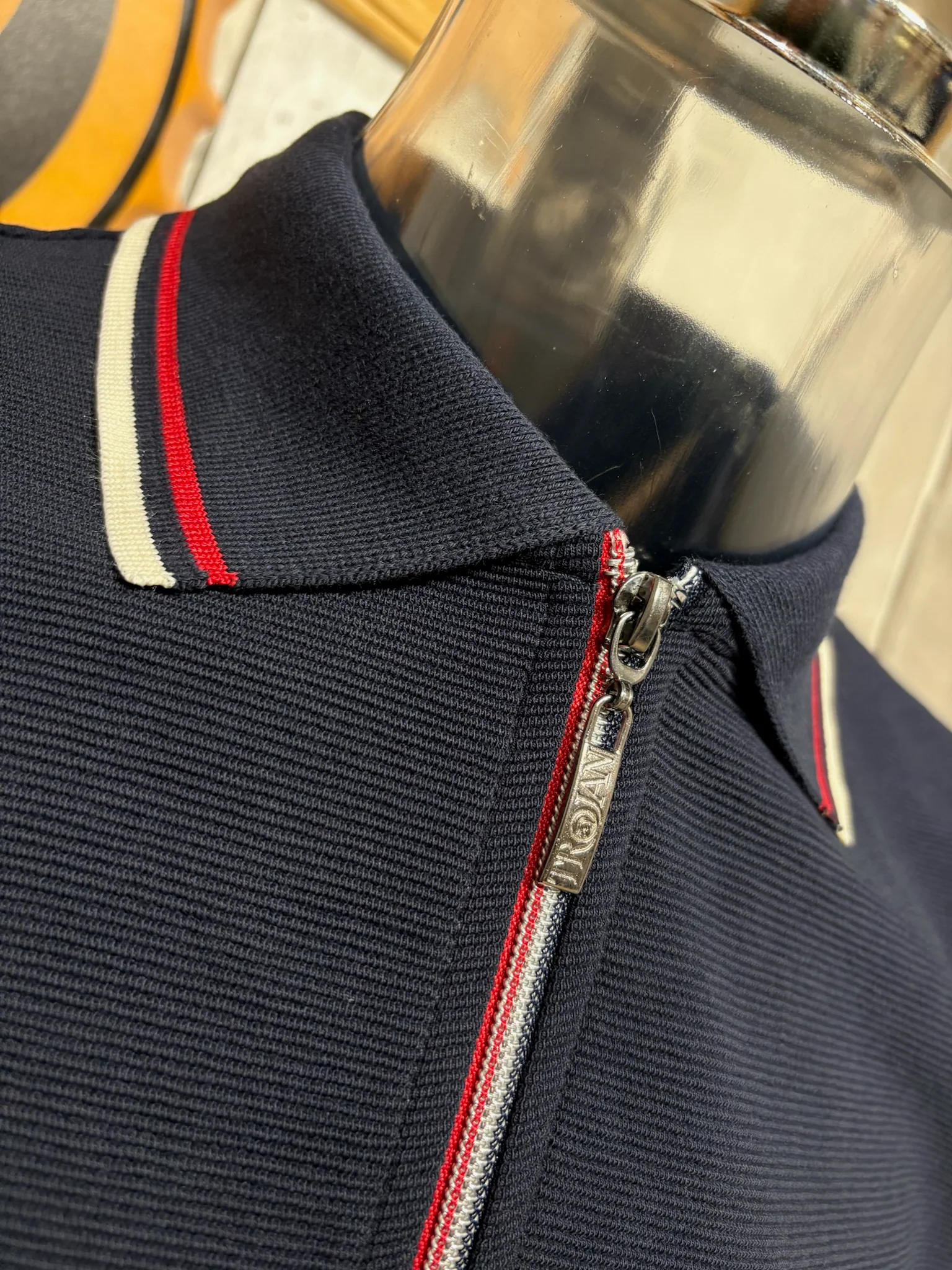 Trojan Twin Tipped Zipped Polo - Navy (Red/White) - Image 3