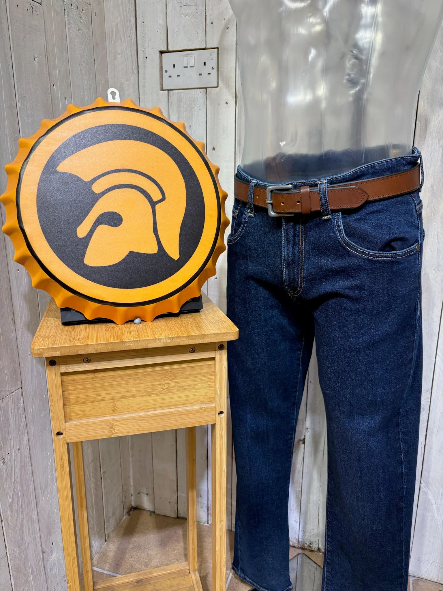 Trojan Zip Stretch Straight Leg Jeans - Mid Wash - Image 2