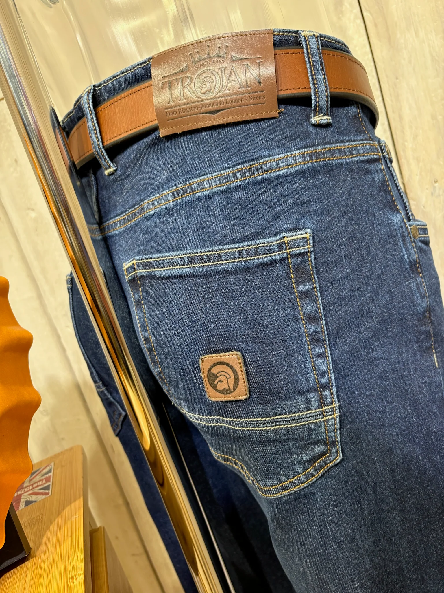 Trojan Zip Stretch Straight Leg Jeans - Mid Wash - Image 7