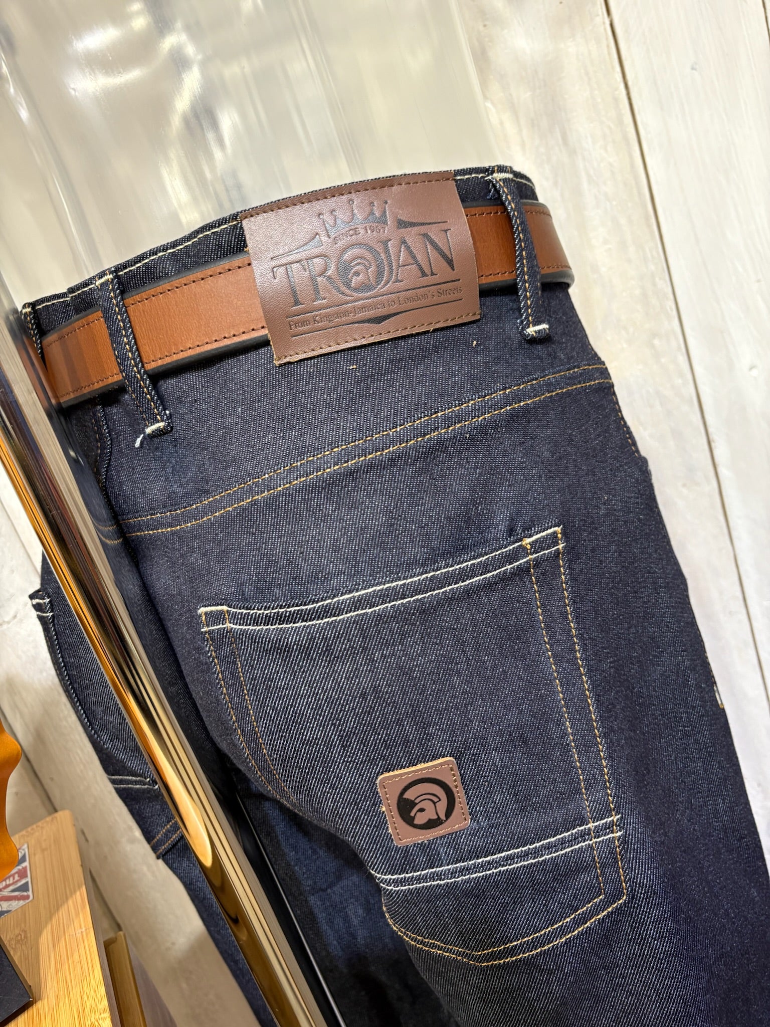 Trojan Zip Stretch Straight Leg Jeans - Raw - Image 3