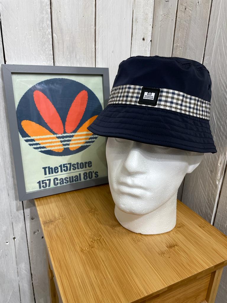 Weekend Offender House Check Bucket Hat - Navy