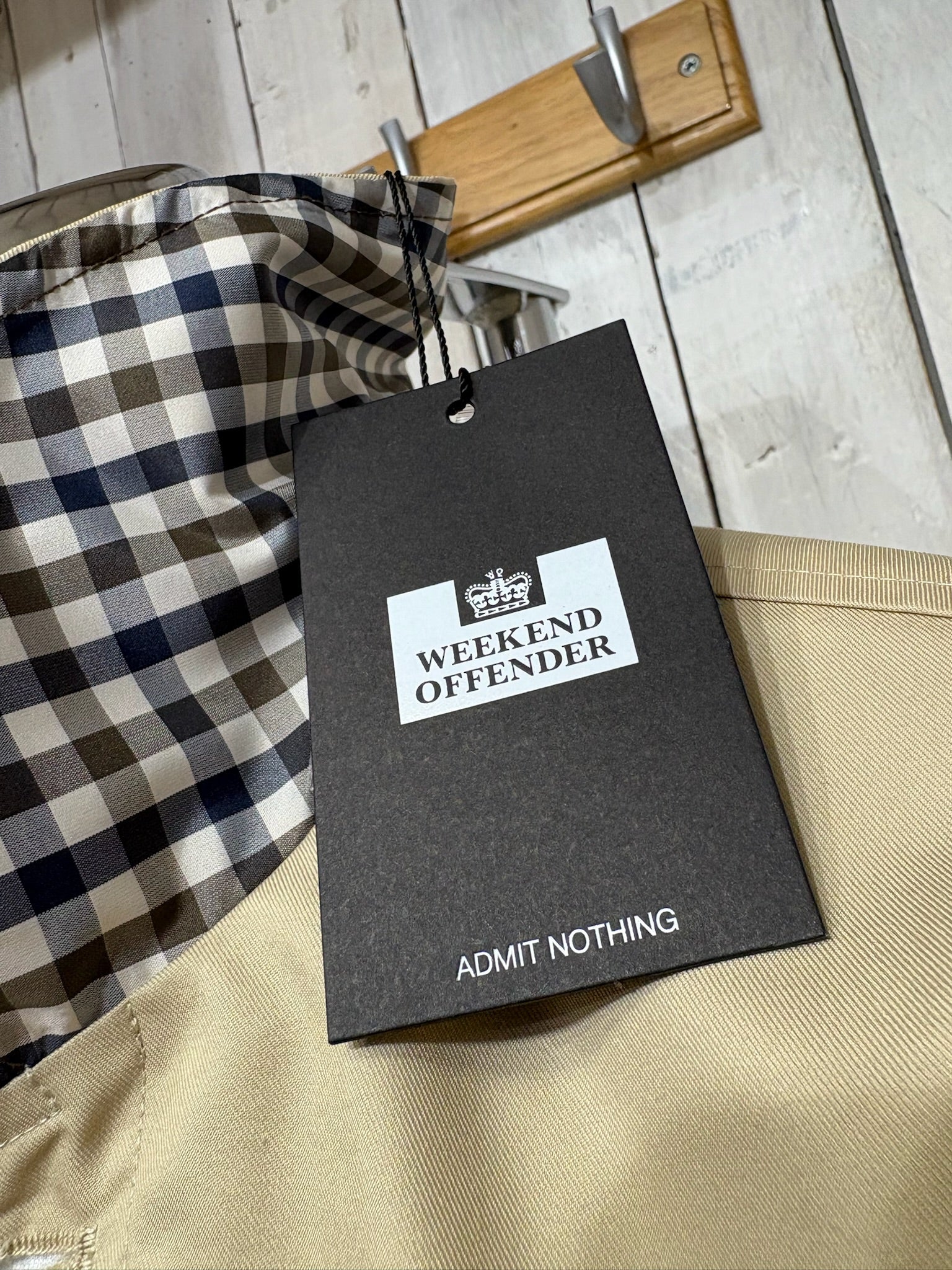 Weekend Offender Whitehouse Mac Jacket - Stone (House Check) - Image 6