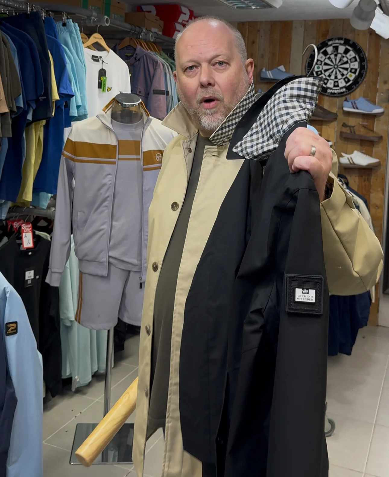 Weekend Offender Whitehouse Mac Jacket - Stone (House Check) - Image 8